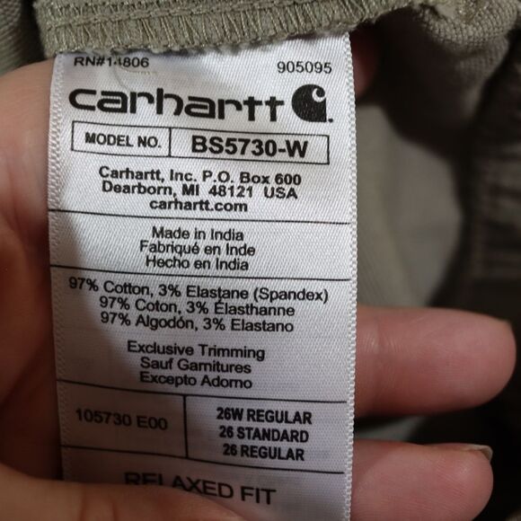 Carhartt Rugged Flex Canvass Work Short Womens Gray Khaki Hiking Walking Shorts - Picture 15 of 15